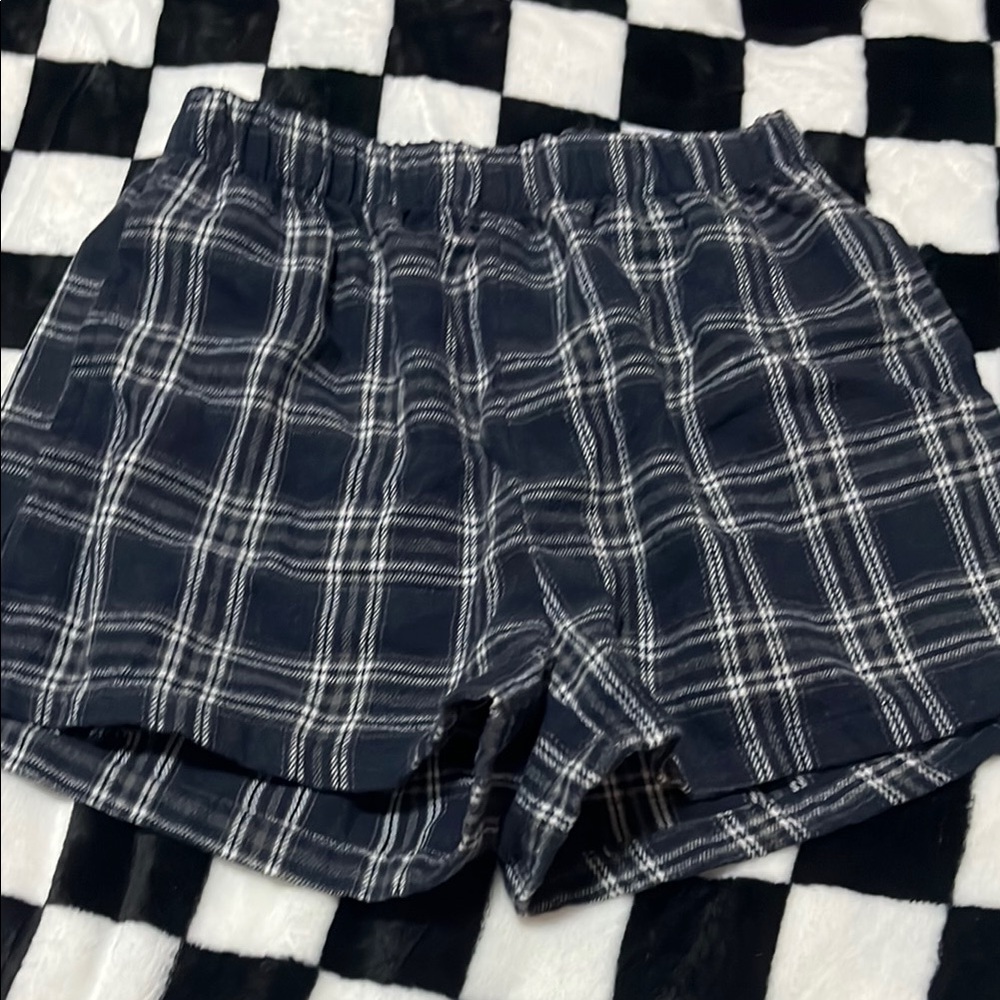 SHEIN Black and White Plaid Shorts